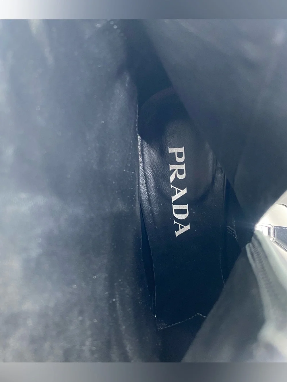 Prada Logo Block Heel Leather Ankle Boots